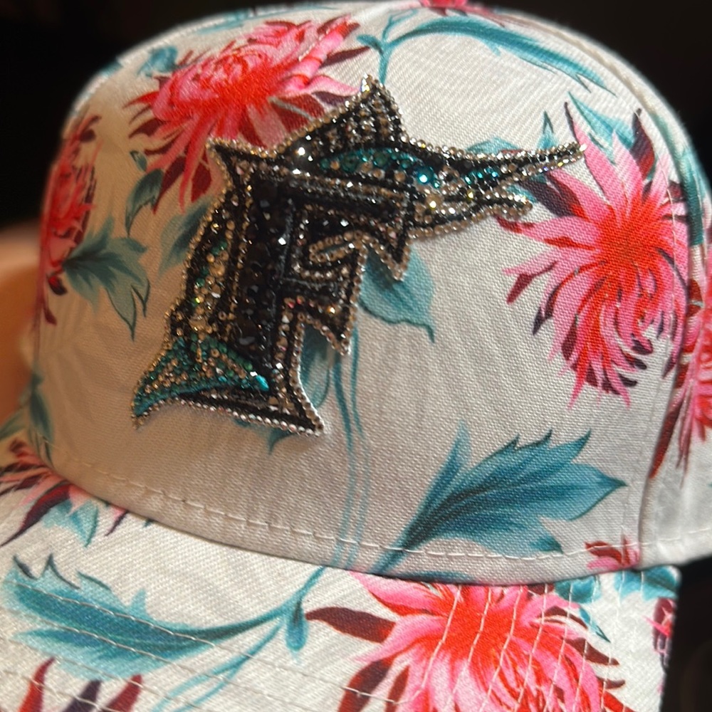 Florida Marlins Swarovski crystal embellished adjustable hat